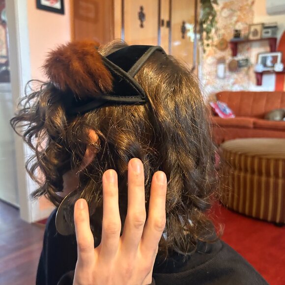 1950s MINK fur and velolur Fascinator headband! - Picture 4 of 12